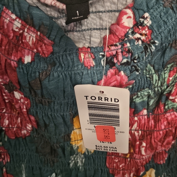 Torrid Vibrant Floral Green Blouse - Picture 3 of 4
